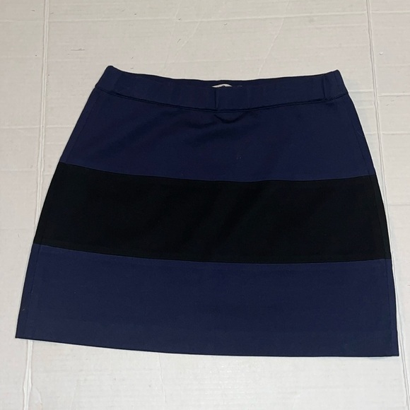 Tory Burch sport-S-black&blue horizontal stripe elastic waist stretch mini skirt - Picture 2 of 8